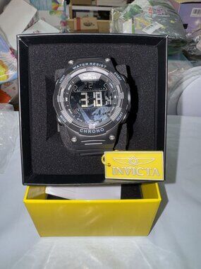 Invicta Mens Digital Chronograph Watch Water Resistant With Yellow Box